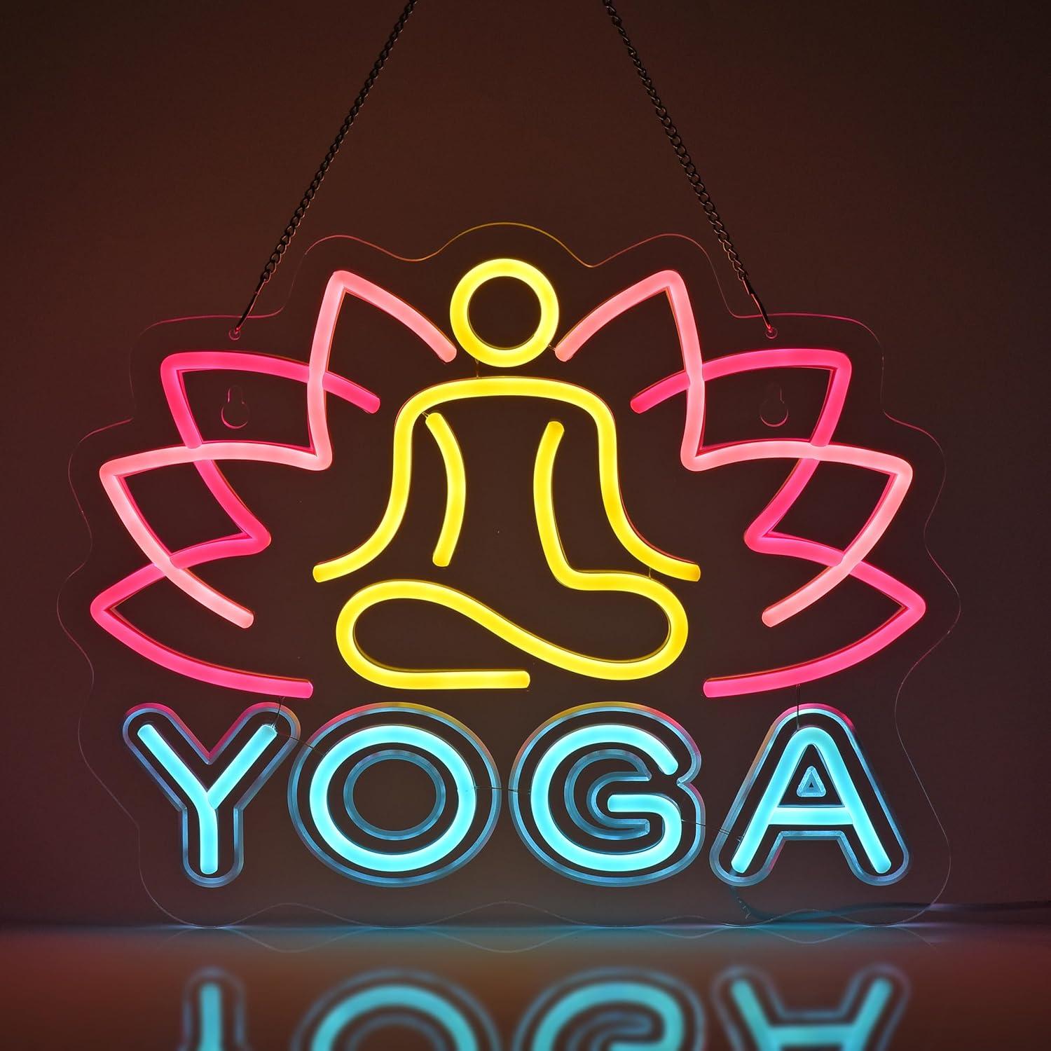 Yoga Fitness Rooms - ヨガネオンサイン ネオンライト 壁掛けアート装飾 ホームビジネス ヨガスタジオ フィットネスクラブ