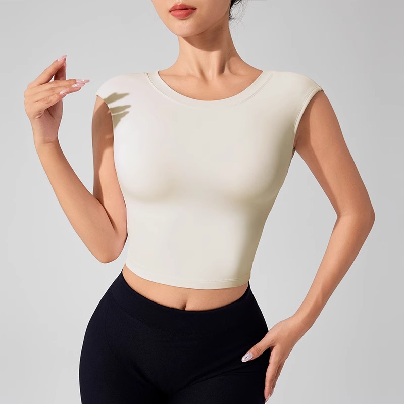 女性の背中の開いたフィットネス服固定胸パッド付き美しいトップ - Yoga Fitness Wear のレビューと価格
