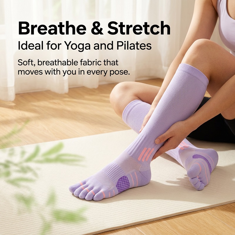 1/6 ペア女性の夏のフィットネスランニングロングソックス縄 - Yoga For Fitness のレビューと価格