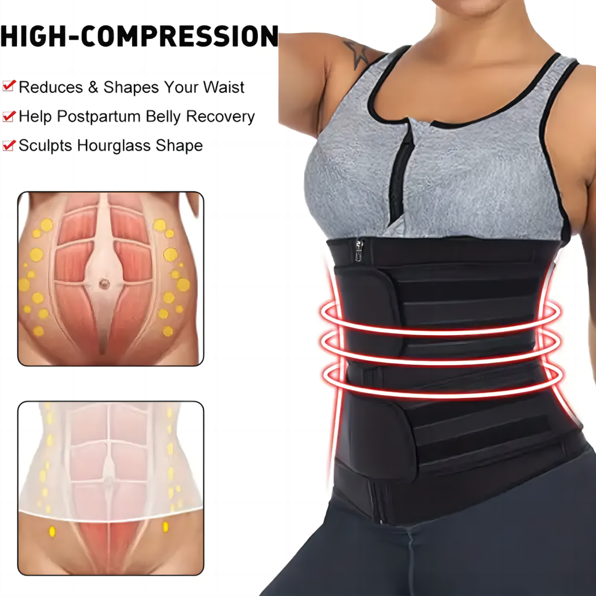 女性用ウエストトレーナーベルト ダブルストラップ ジッパー  - Weight Lifting Belt のレビューと価格