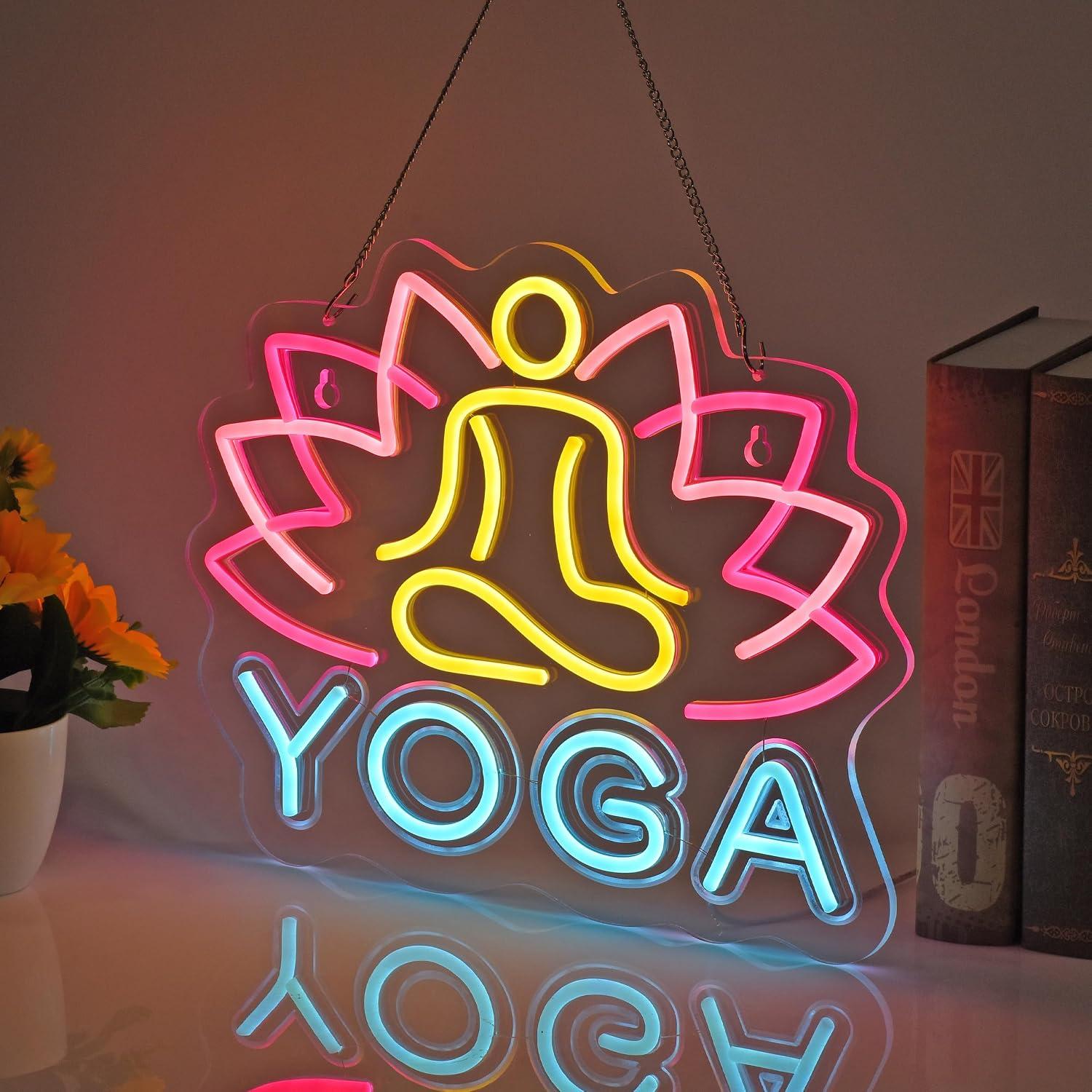 ヨガネオンサイン調光可能なLEDネオンライト、ヨガスタジオ、 - Yoga Fitness Rooms のレビューと価格