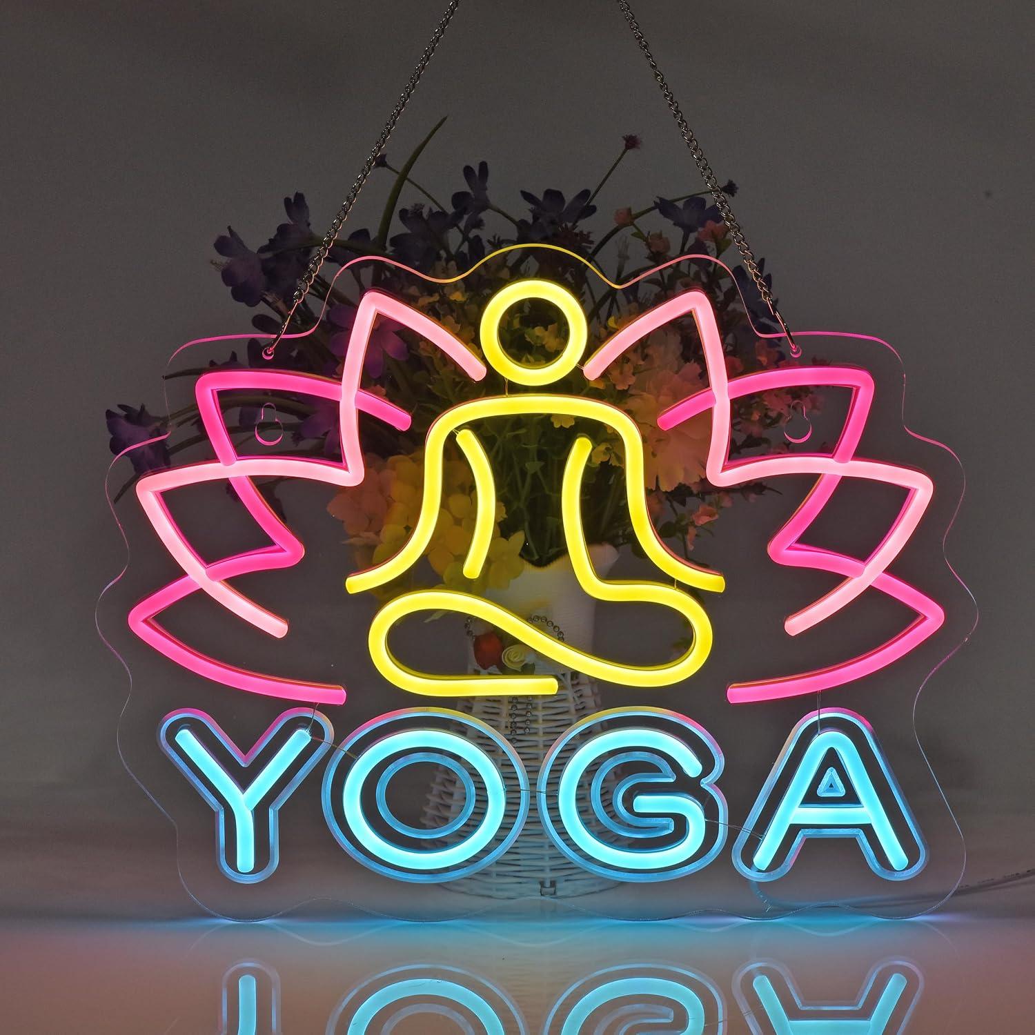 ヨガネオンサイン調光可能なLEDネオンライト、ヨガスタジオ、 - Yoga Fitness Rooms のレビューと価格