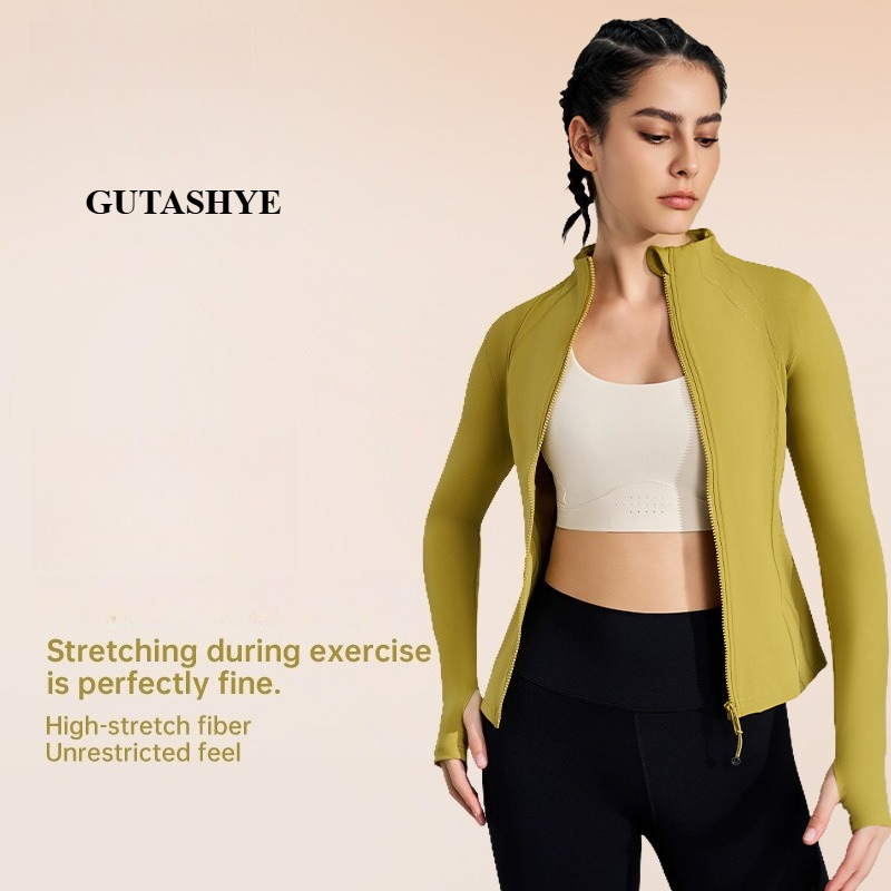 女性用ジップアップ長袖ヨガジャケット、スリムで日焼け防止機能 - Yoga Daily Fitness のレビューと価格