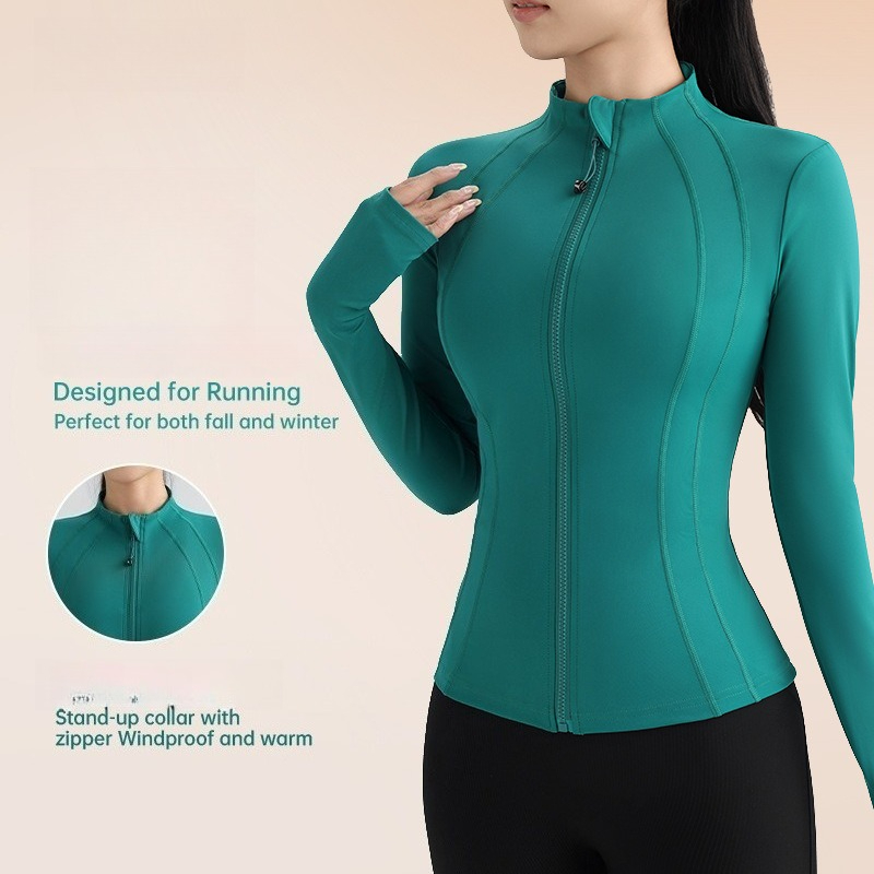 女性用ジップアップ長袖ヨガジャケット、スリムで日焼け防止機能 - Yoga Daily Fitness のレビューと価格
