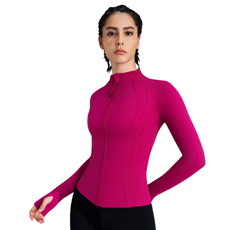 女性用ジップアップ長袖ヨガジャケット、スリムで日焼け防止機能 - Yoga Daily Fitness のレビューと価格